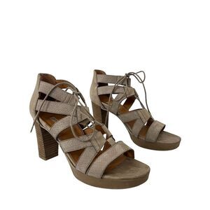 Paul Green UK6 US 8.5 Taupe Suede Hana High Heel Strappy Platform Lace Up Sandal